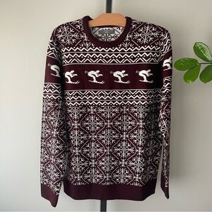 NWOT Ski Apres Knit Pullover Sweater Denver Hayes Grandpa Burgundy Mens Medium